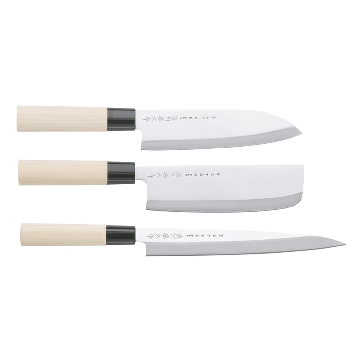 Satake Houcho knife set nakiri, sashimi & santoku - 3 pieces - Satake