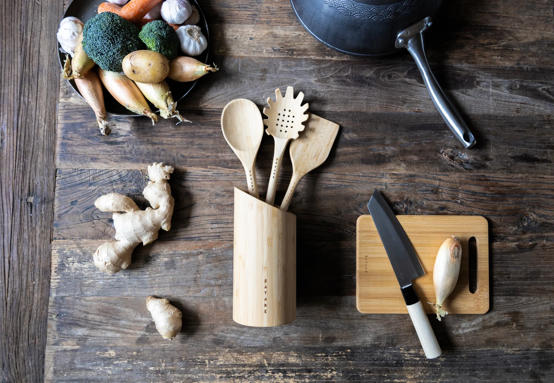 Satake utensils & utensil stand, Bamboo, 4 pieces Satake