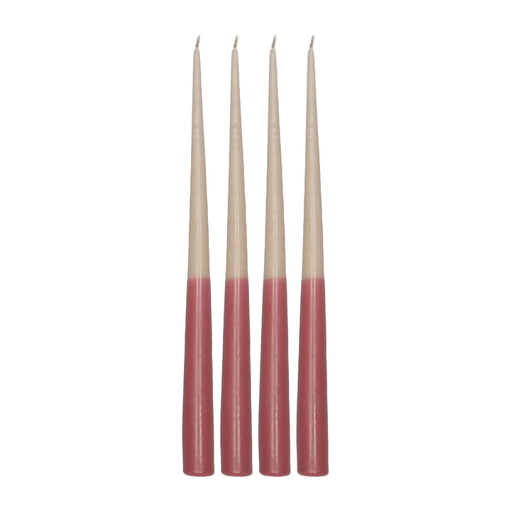 Affinity two-toned long candles 4-pack 32 cm - Beige-red - Scandi Essentials