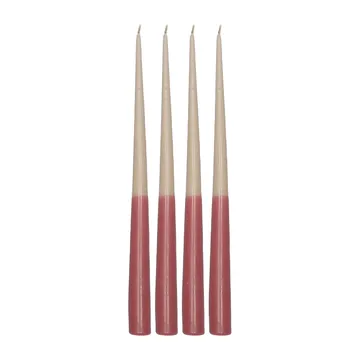 Affinity two-toned long candles 4 pack 32 cm - Beige-red - Scandi Essentials