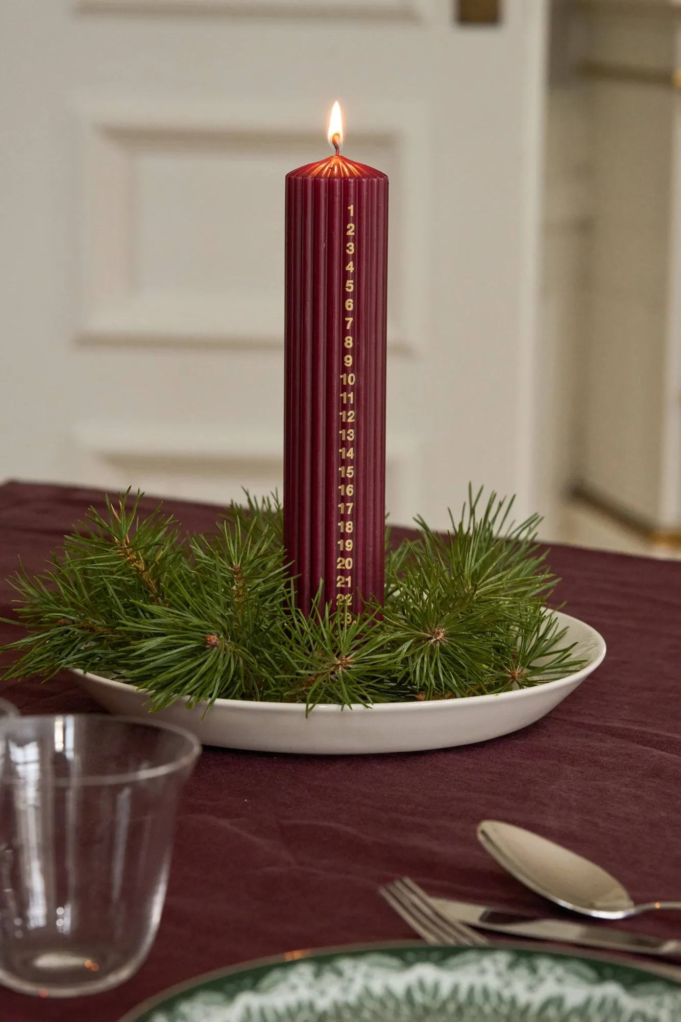 Awaiting advent candle, Deep wine, 25 cm Scandi Essentials