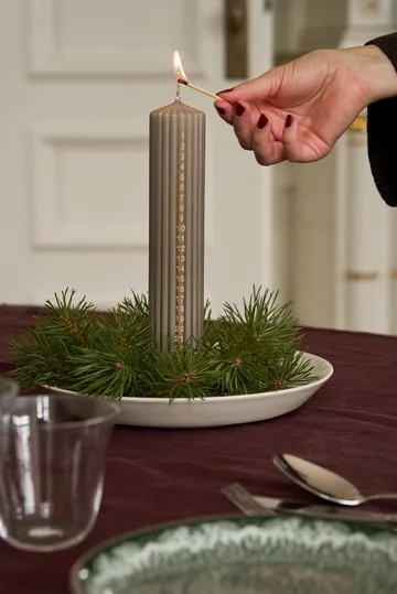 Awaiting advent candle - Linen, 25 cm - Scandi Essentials