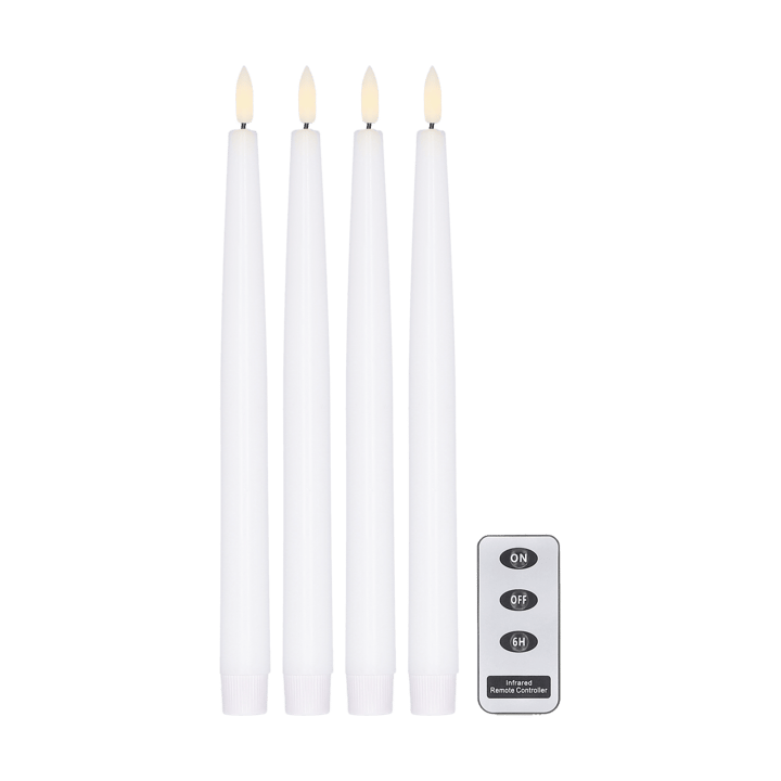 Bright LED-candle 28.5 cm 4-pack with remote control  - White - Scandi Essentials