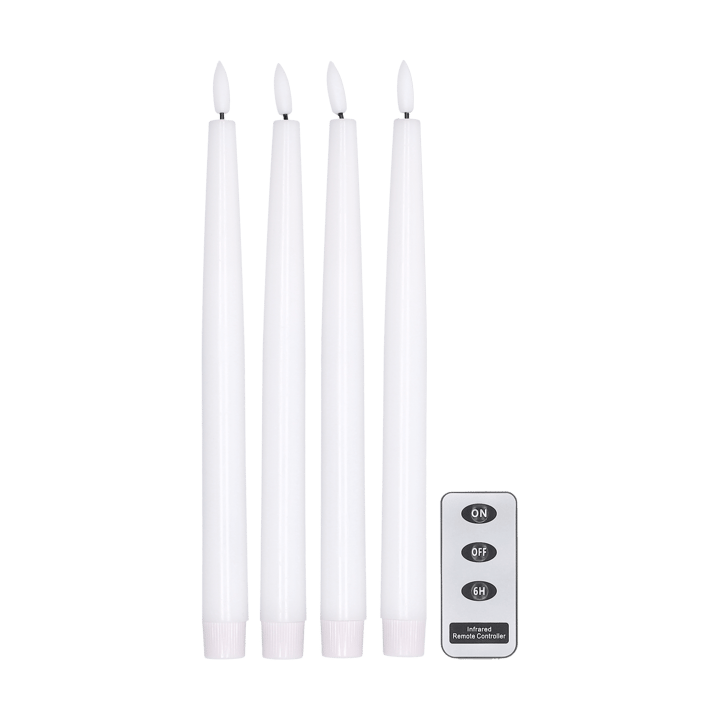 Bright LED-candle 28.5 cm 4-pack with remote control  - White - Scandi Essentials