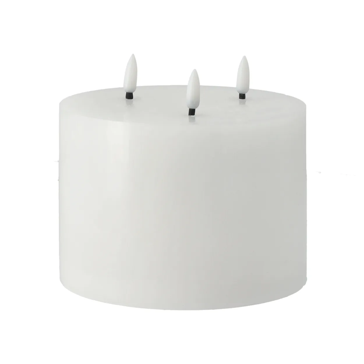 Scandi Essentials Bright Melt block candle LED 3 wicks 13 cm White