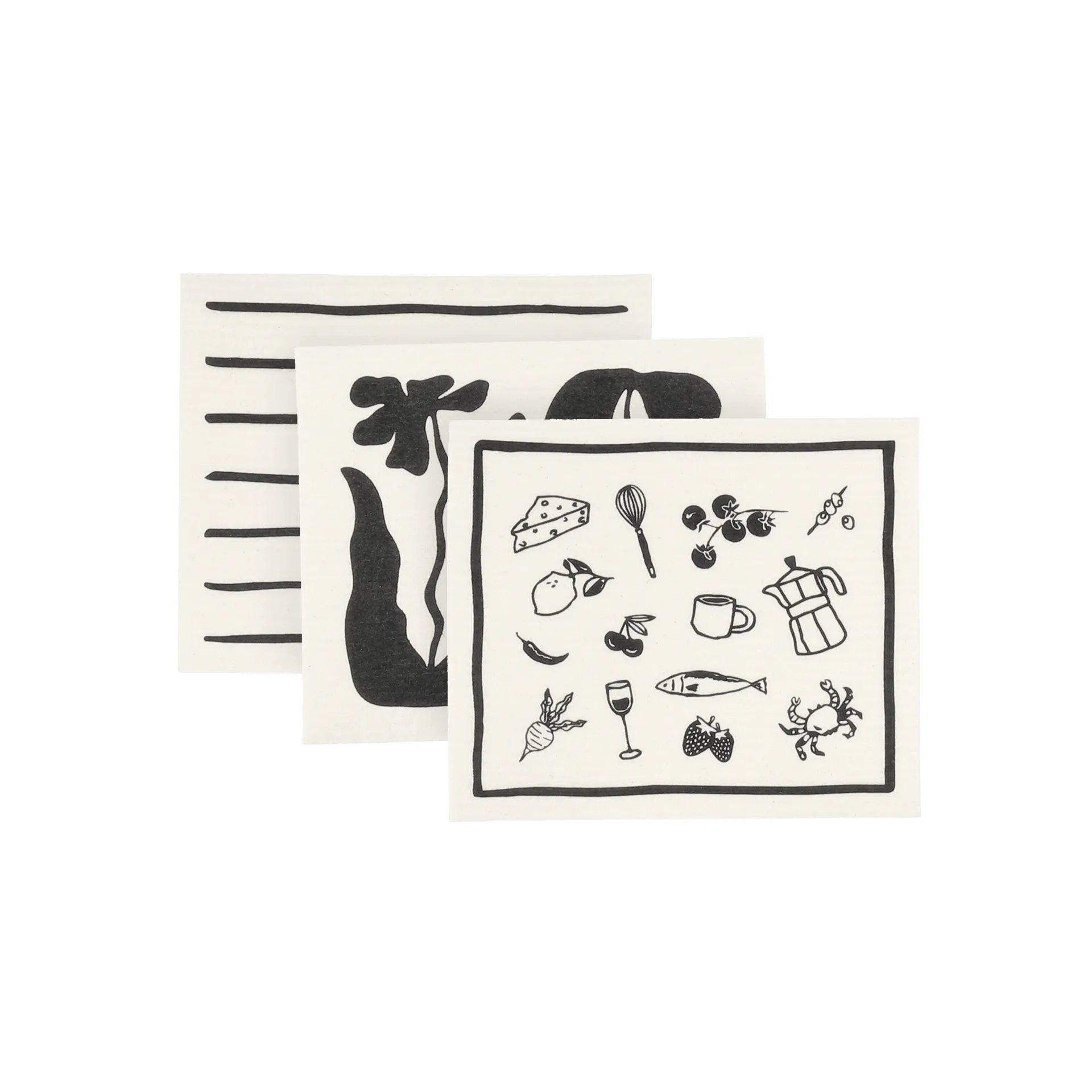 Daily patterned dishcloth, White, 3-pack Scandi Essentials