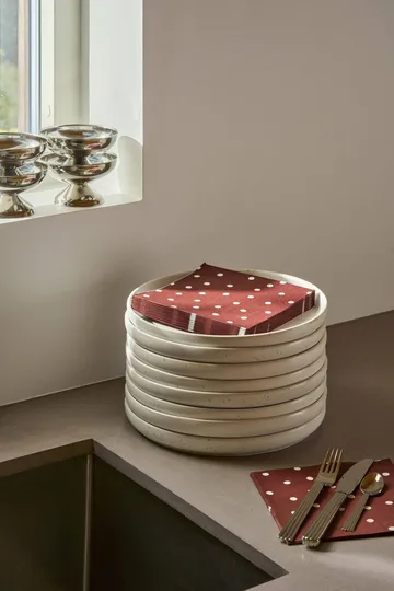 Fine dots paper napkin - Wine red-white, 20-pack, 33x33 cm - Scandi Essentials