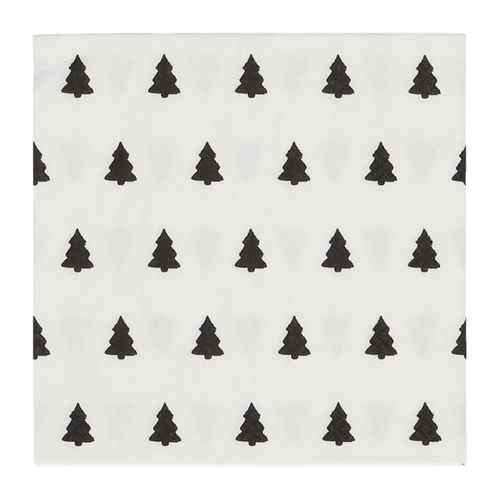 Linen trees serviette 33x33 cm 20-pack - black-white - Scandi Essentials