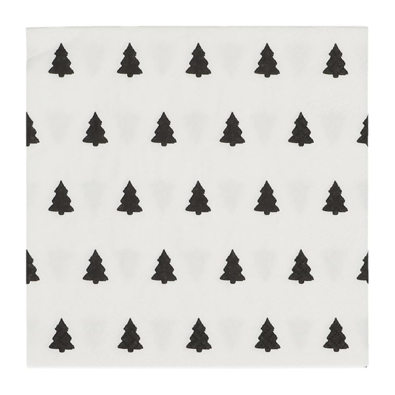 Scandi Essentials Linen trees serviette 33x33 cm 20-pack black-white