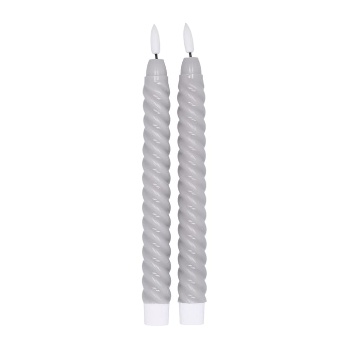 Twisted LED-candle 25 cm 2-pack - grey - Scandi Essentials
