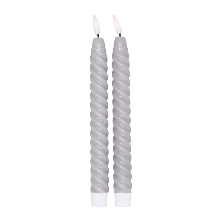 Twisted LED-candle 25 cm 2-pack - grey - Scandi Essentials