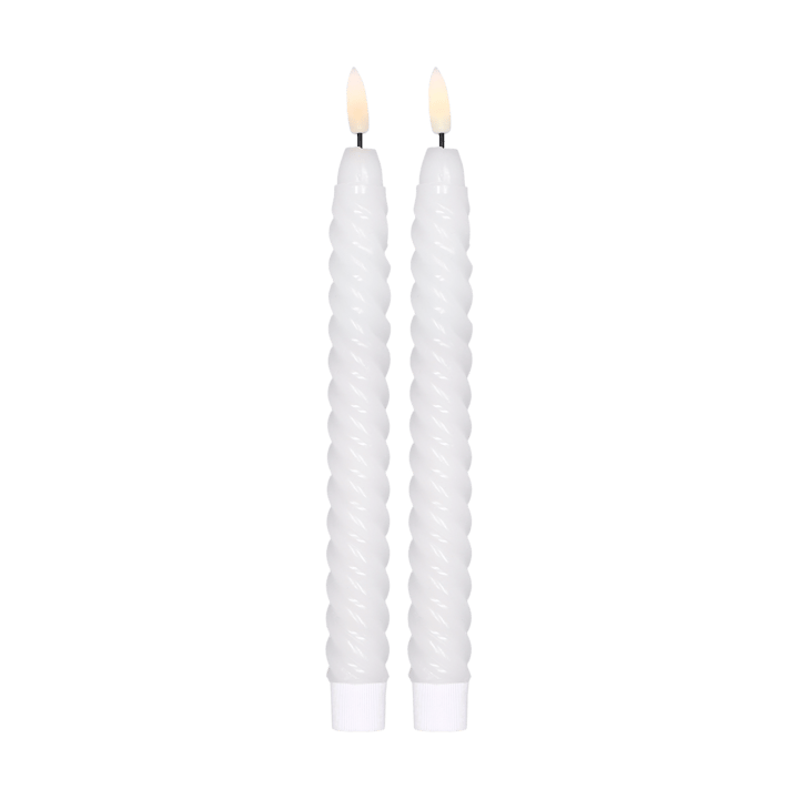 Twisted LED-candle 25 cm 2-pack - White - Scandi Essentials