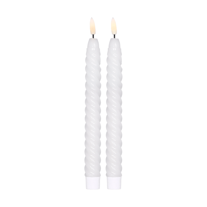 Twisted LED-candle 25 cm 2-pack - White - Scandi Essentials