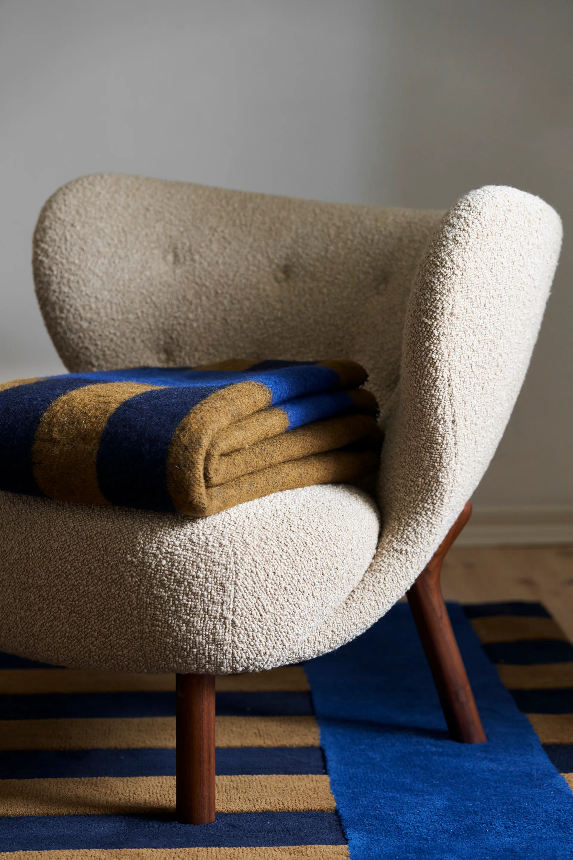 Aisles wool blanket 130x180 cm, Blue Scandi Living