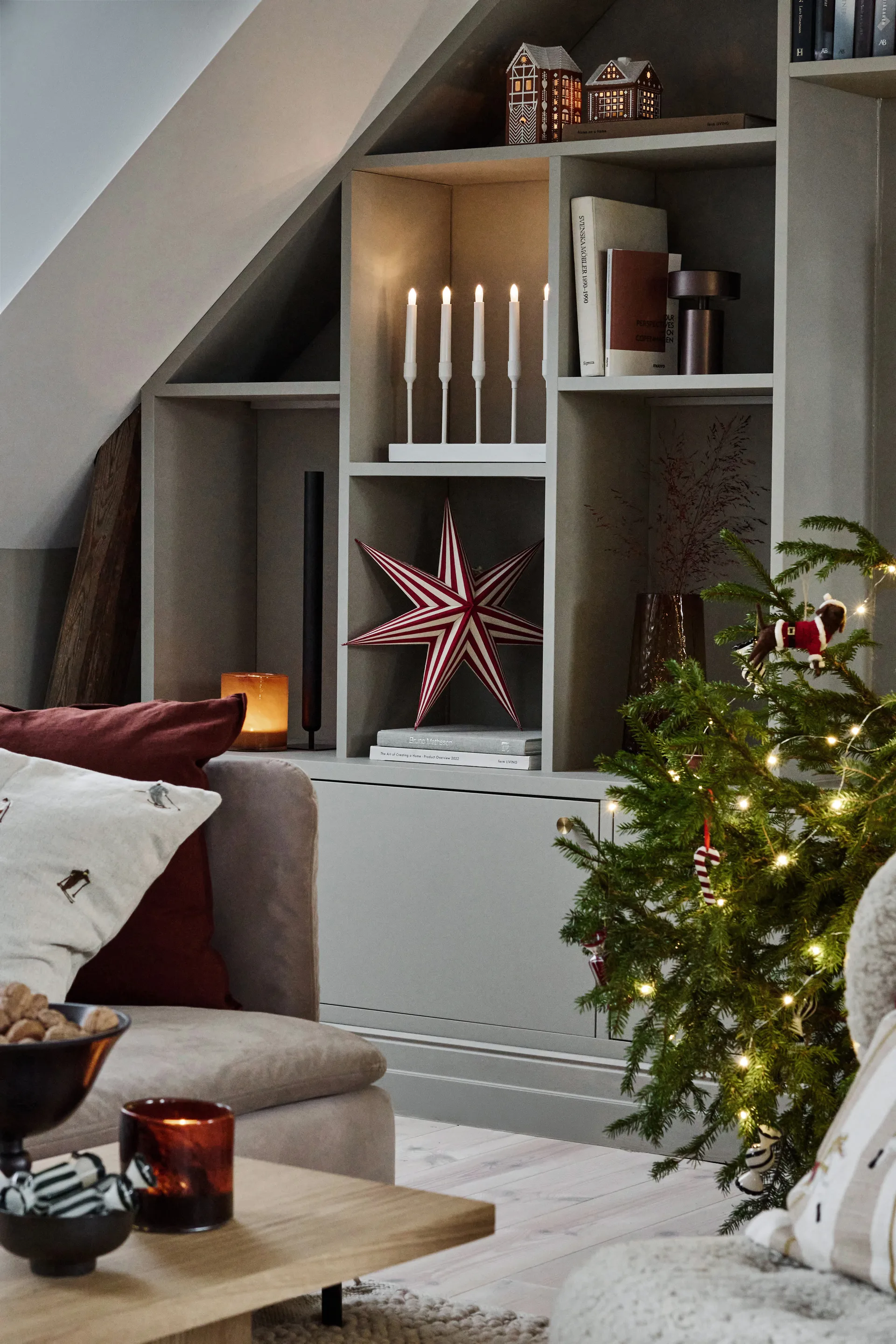 Bare advent star white-red stripes, 45 cm Scandi Living