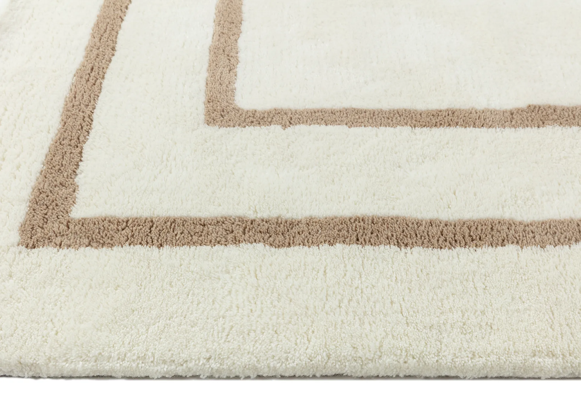 Borders wool carpet, White-beige 170x240 cm Scandi Living