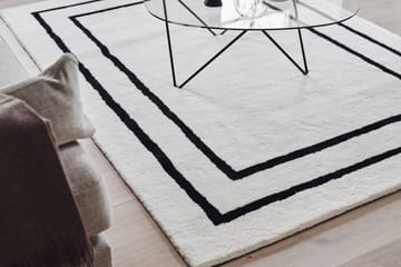 Borders wool carpet - White-black 170x240 cm - Scandi Living