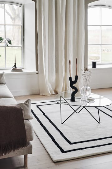 Borders wool carpet - White-black 170x240 cm - Scandi Living