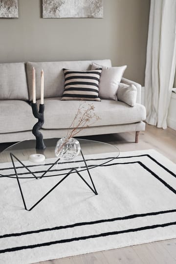 Borders wool carpet - White-black 170x240 cm - Scandi Living
