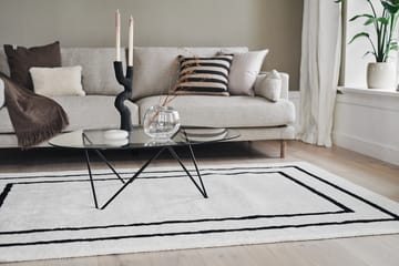 Borders wool carpet - White-black 170x240 cm - Scandi Living