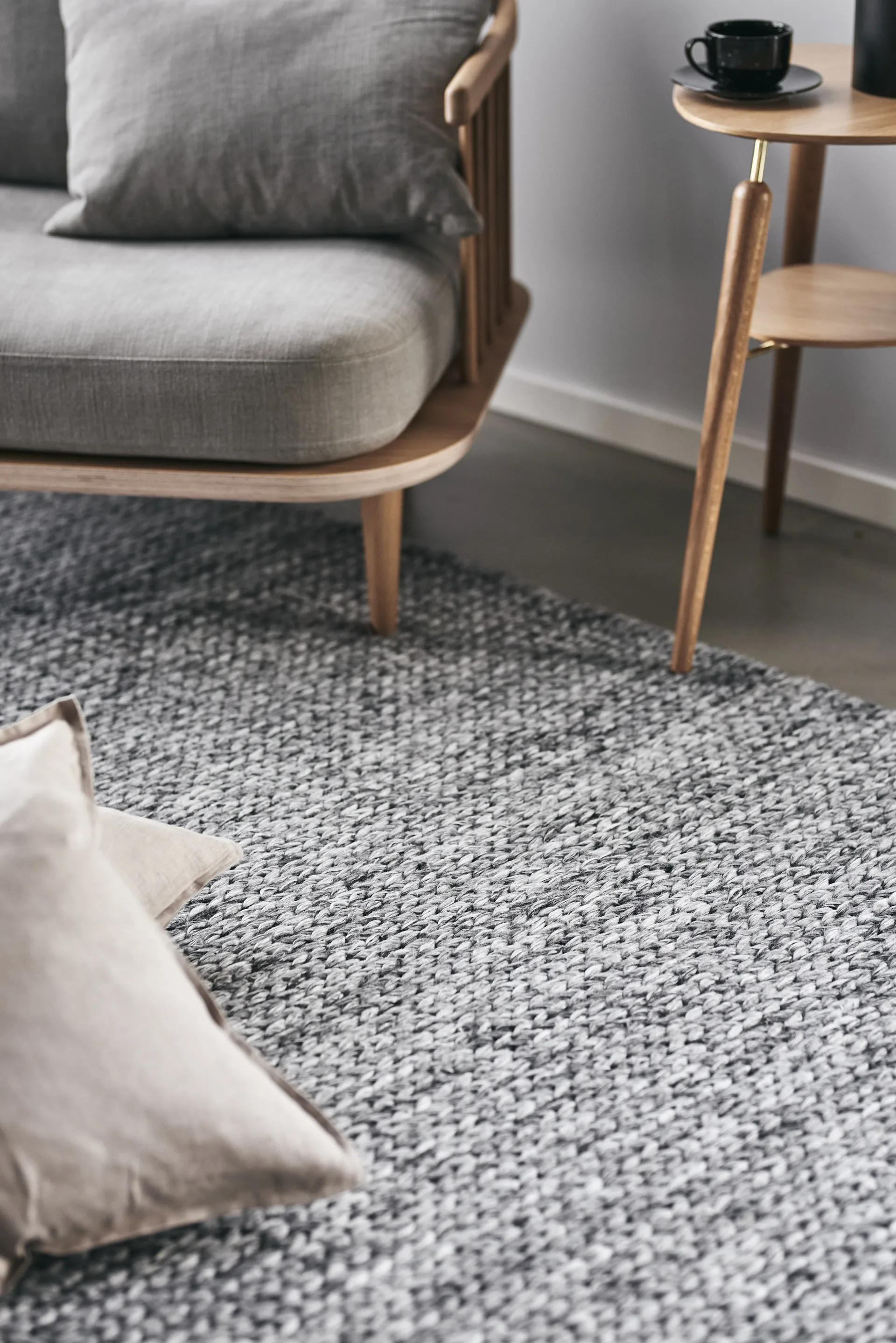 Braided wool carpet dark grey, 170x240 cm Scandi Living