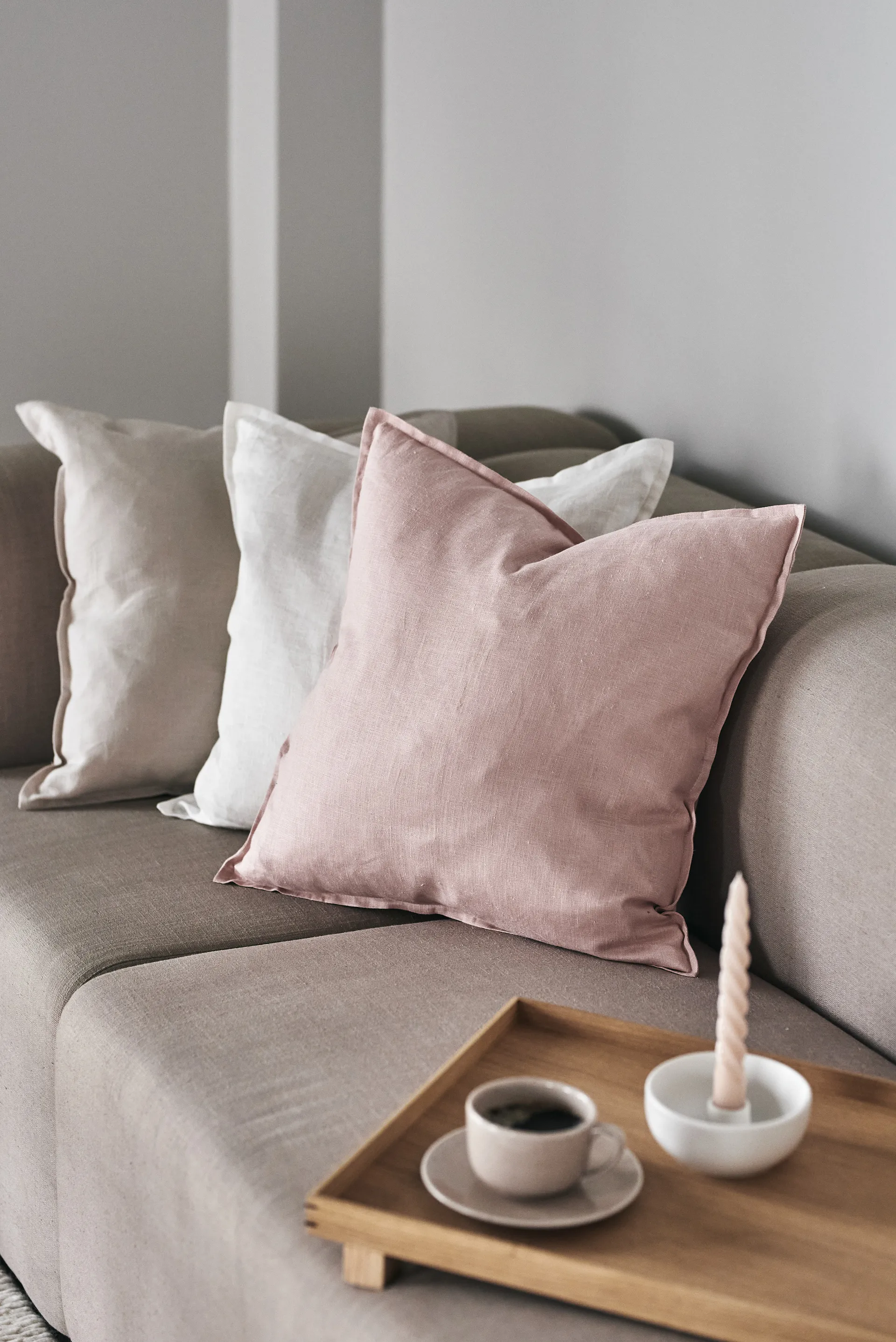 Calm pillow case linen 50x50 cm, Dusty Rose Scandi Living