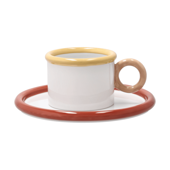 Chunky cup with saucer - Red-yellow - Scandi Living