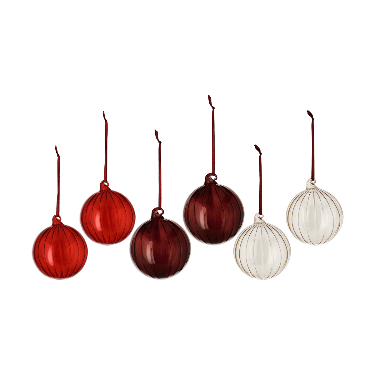 Scandi Living Clarity Christmas bauble o8 cm 6-pack Red