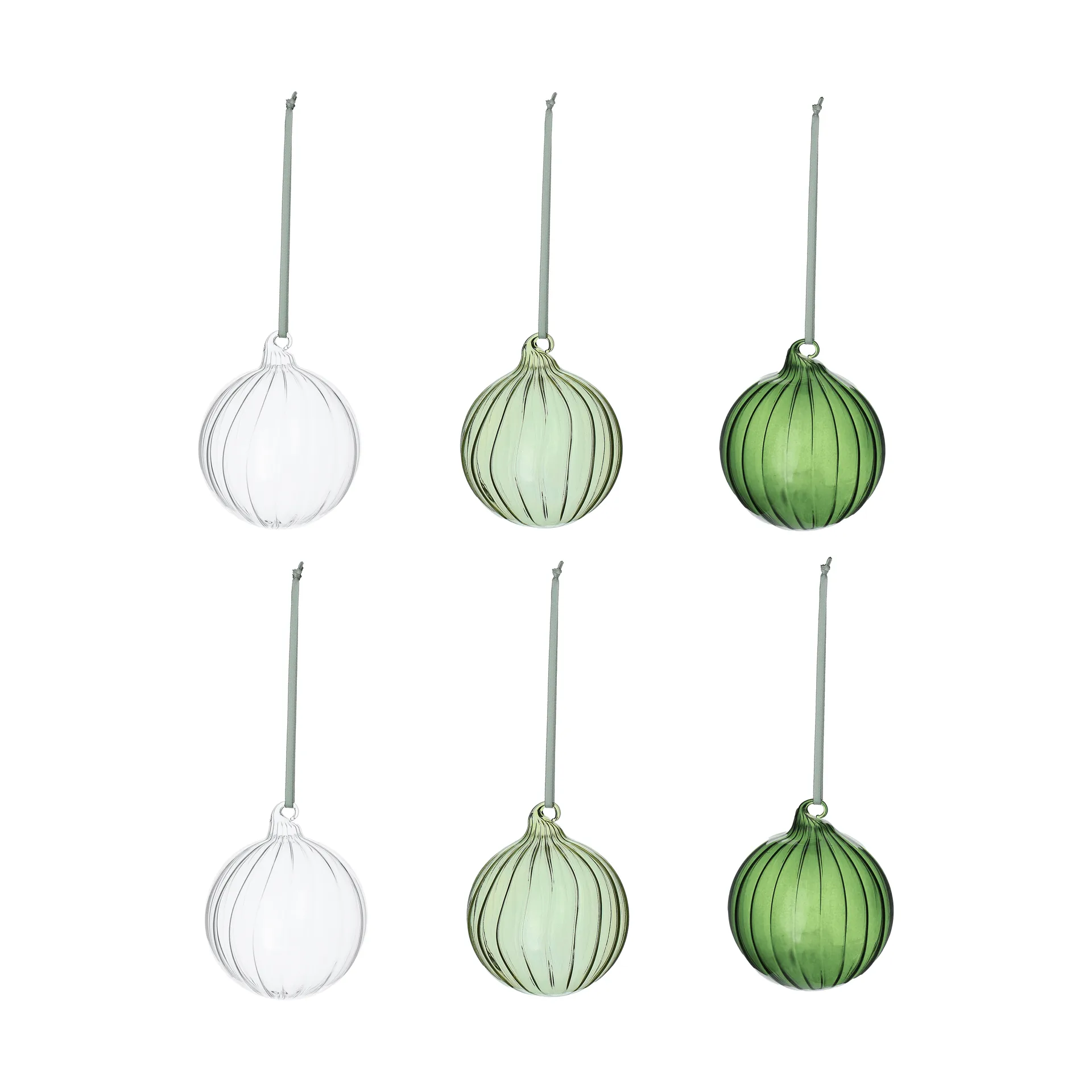 Clarity Christmas baubles, 6 pieces, Green Scandi Living
