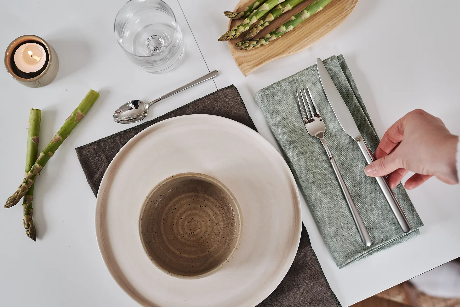 Clean serviettes 45 x 45 cm 4-pack, dusty green Scandi Living