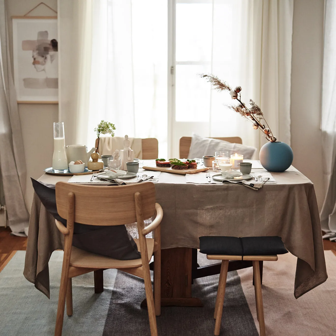 Clean tablecloth 145 x 250 cm, sand Scandi Living
