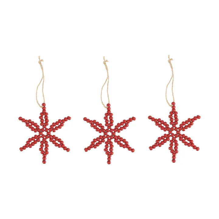 Craft snowflake Christmas tree hanging 3-pack - Red - Scandi Living