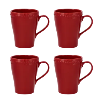 Dots mug 35 cl 4-pack - Red - Scandi Living