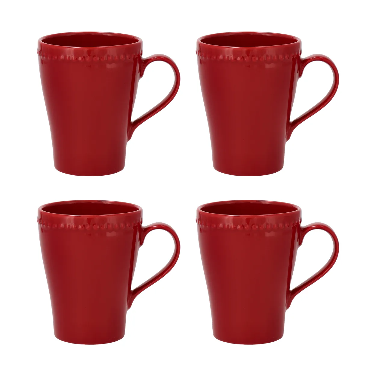 Scandi Living Dots mug 35 cl 4-pack Red | Scandinavian Design | Coffee cups | Red