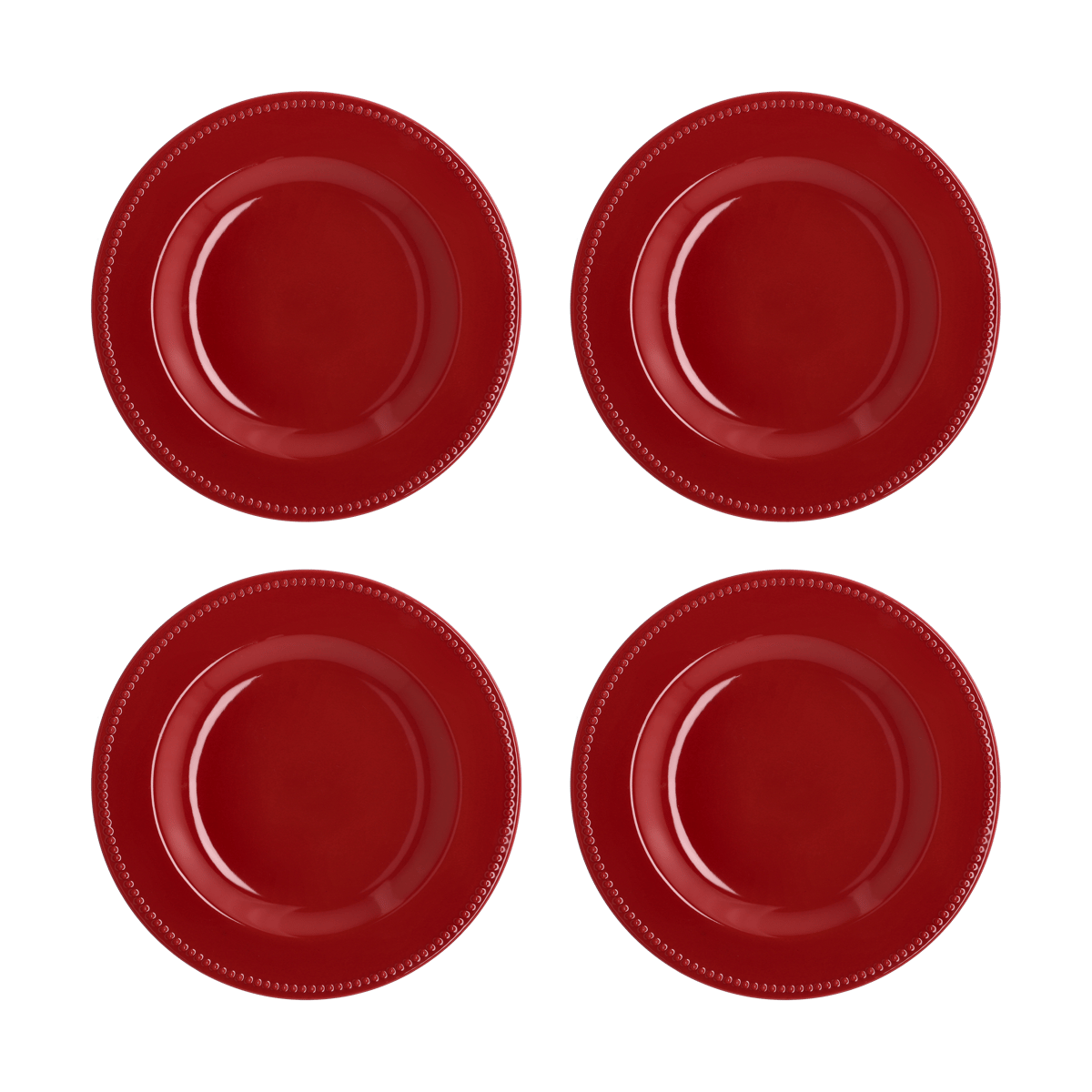 Scandi Living Dots plate 28 cm 4-pack Red | Scandinavian Design | Dinner plates | Red