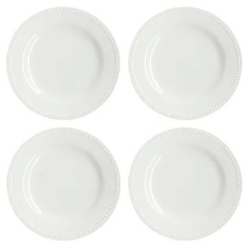 Dots small plate 22 cm 4-pack - Creamy white - Scandi Living
