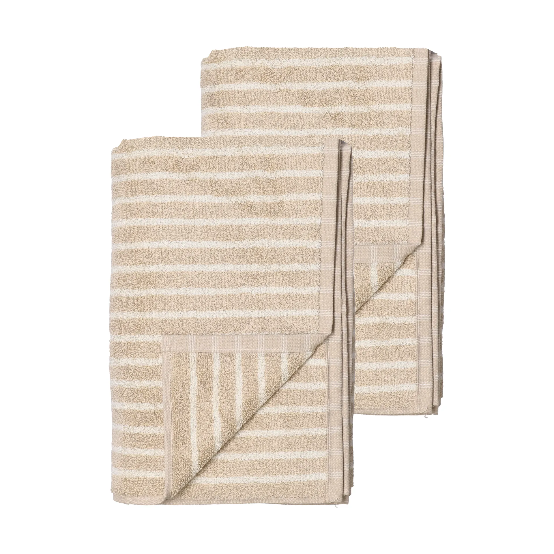 Drift bath towels 100x150 cm 2-pack - Beige-white,  Scandi Living