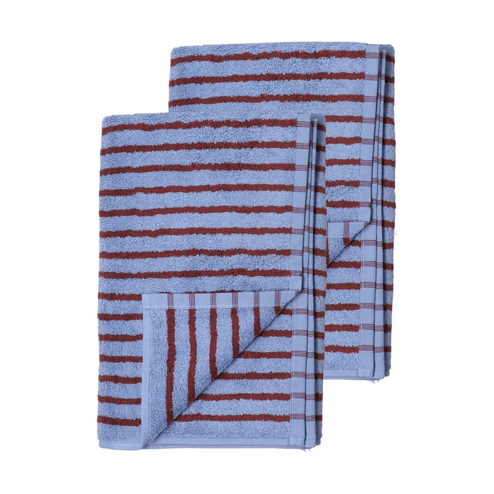 Drift bath towels 100x150 cm 2-pack - Blue-red - Scandi Living