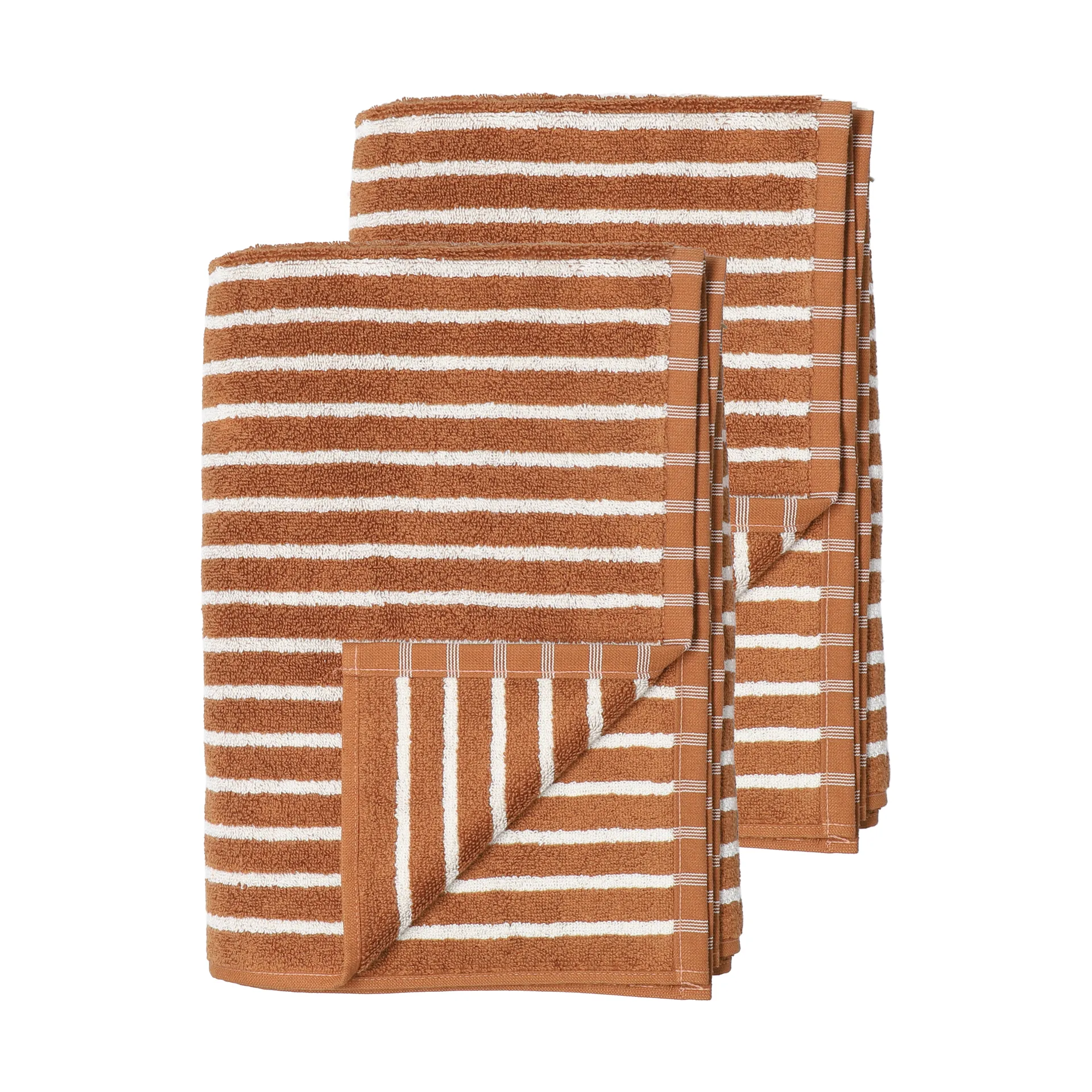 Drift bath towels 100x150 cm 2-pack - Brown-white,  Scandi Living