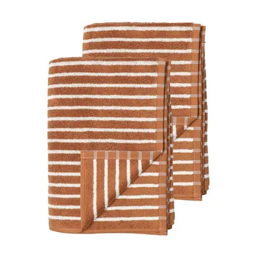 Drift bath towels 100x150 cm 2-pack - Brown-white - Scandi Living