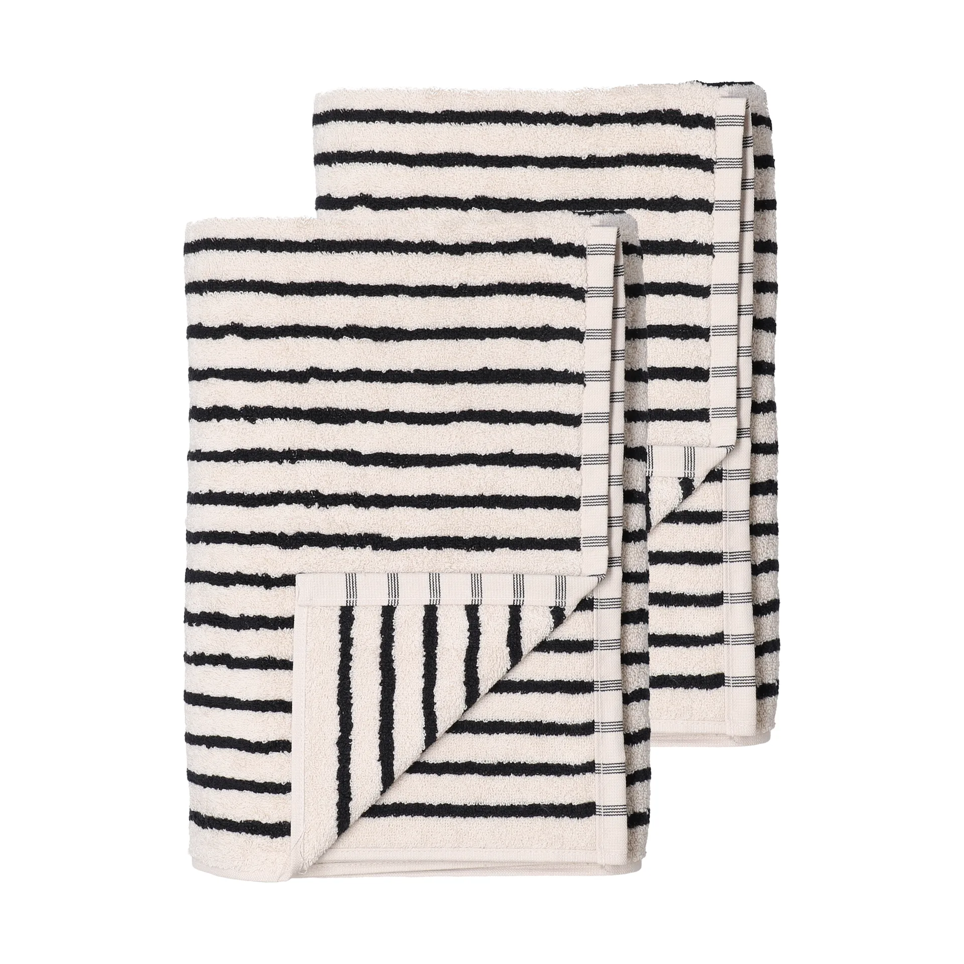 Drift bath towels 100x150 cm 2-pack - White-black Scandi Living
