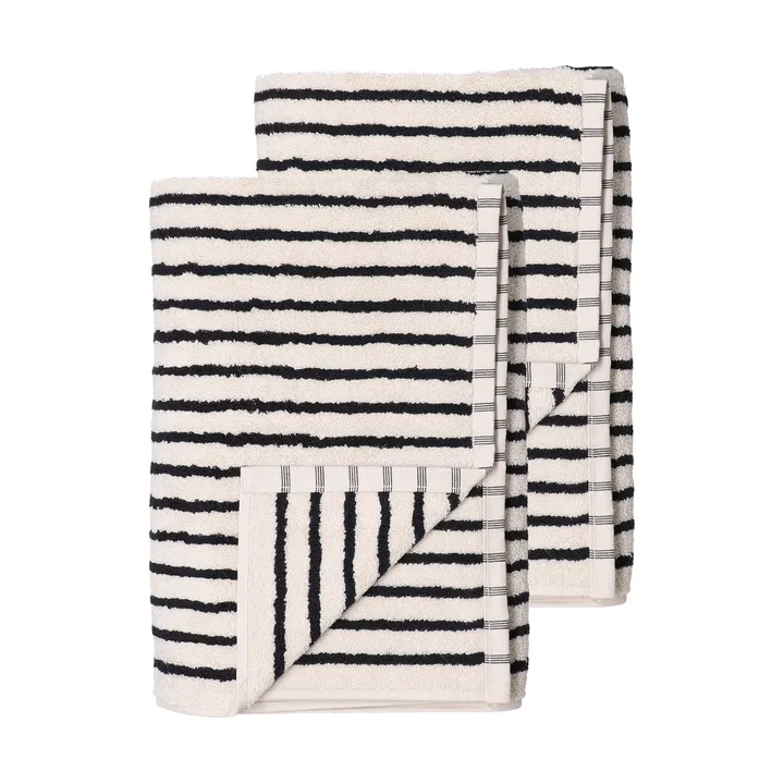 Drift bath towels 100x150 cm 2-pack - White-black - Scandi Living