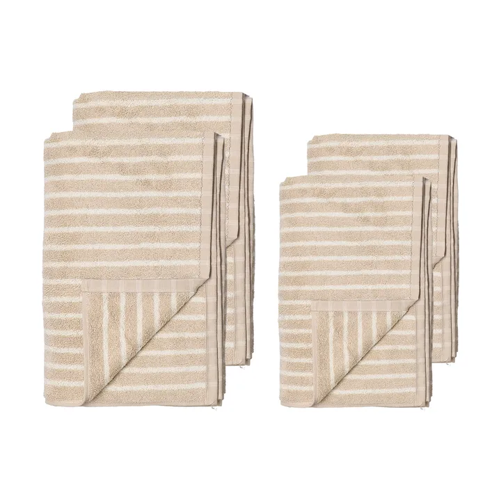 Drift towel set 4 pieces - Beige-white - Scandi Living