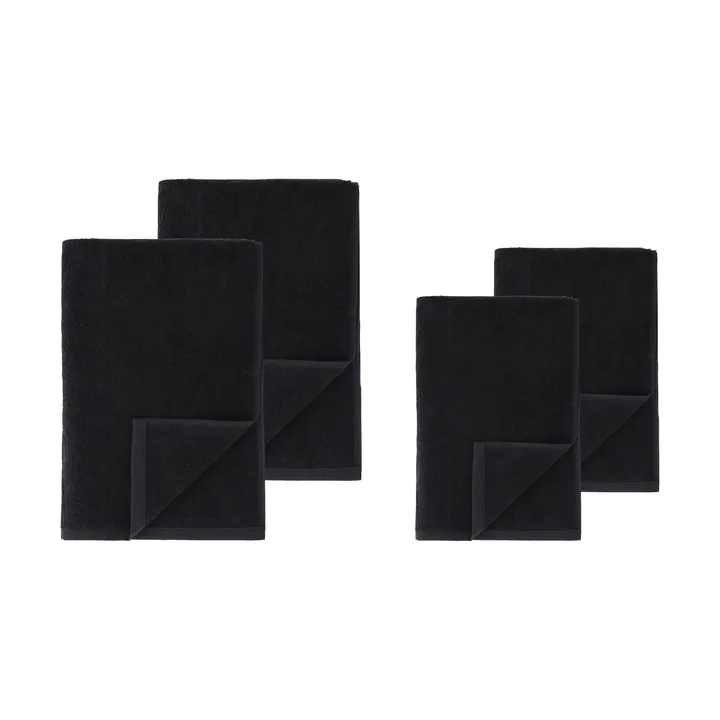 Drift towel set 4 pieces - Black - Scandi Living