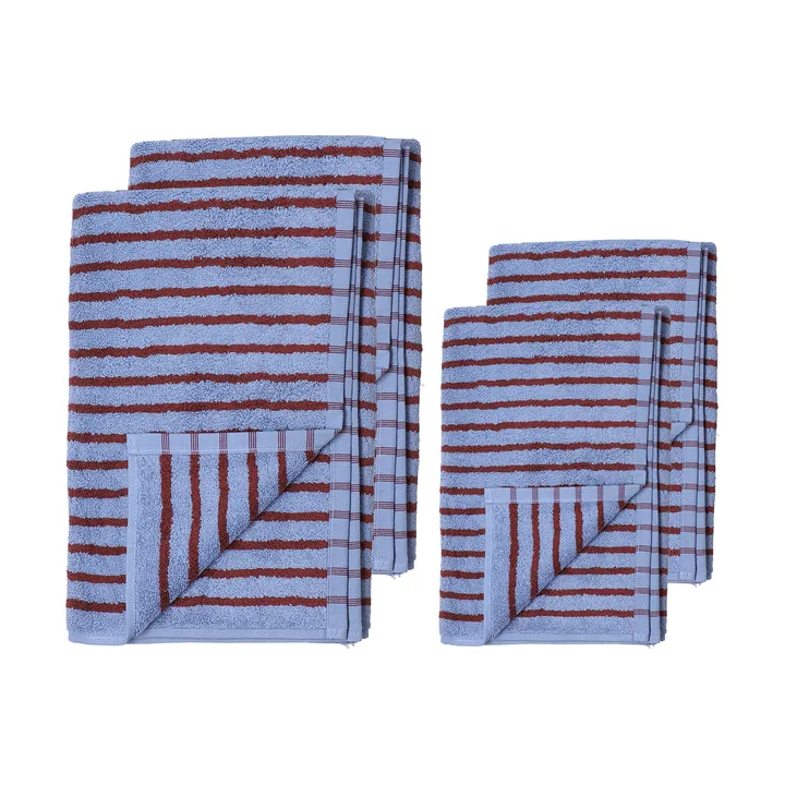Drift towel set 4 pieces - Blue-red - undefined - Scandi Living