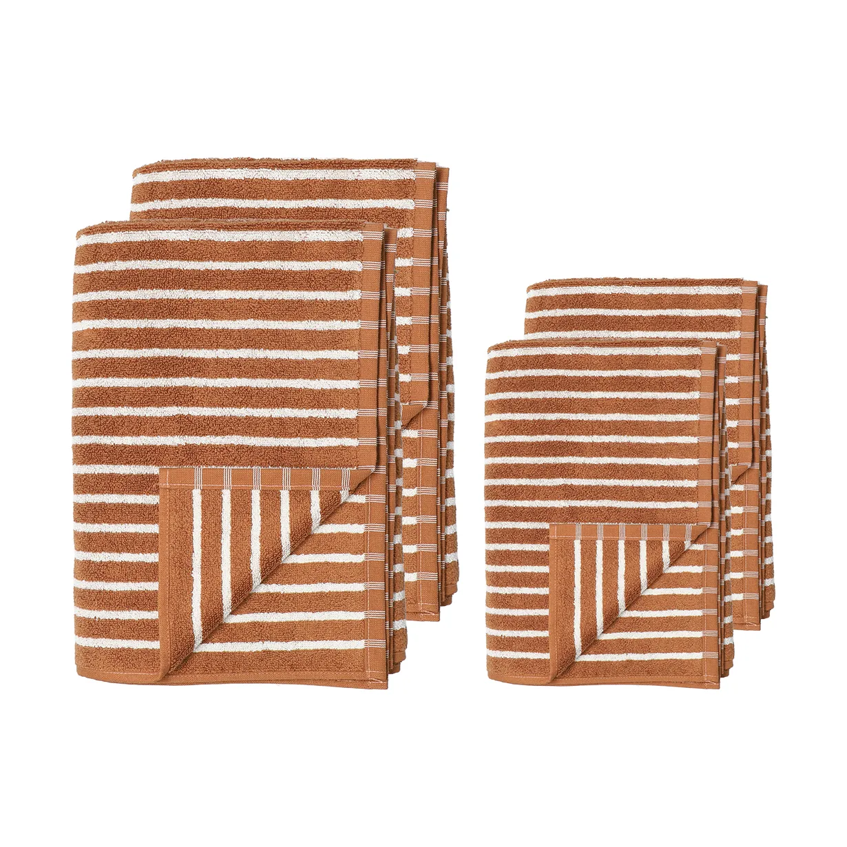 Drift towel set 4 pieces - Brown-white,  Scandi Living