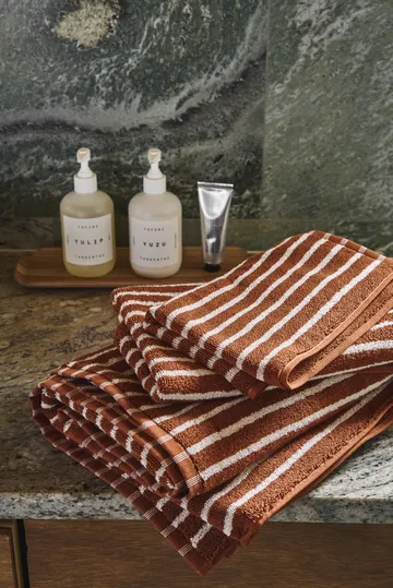 Drift towel set 4 pieces - Brown-white - Scandi Living