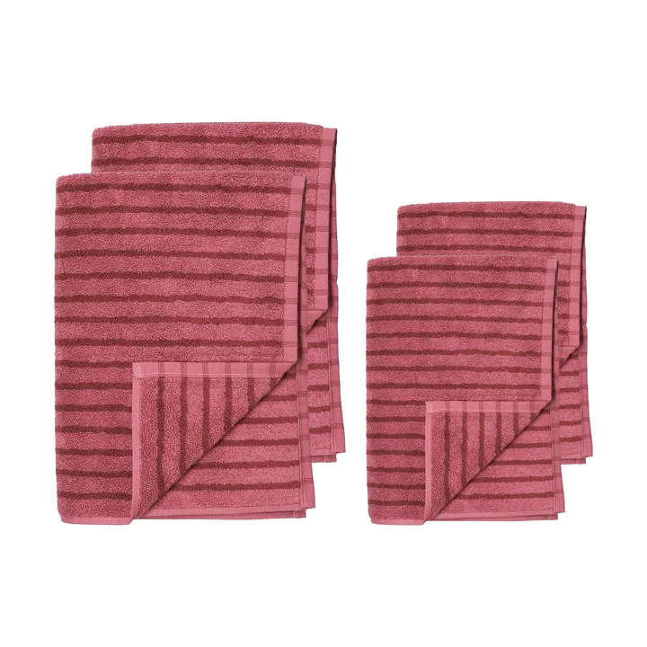 Drift towel set 4 pieces - Pink-red - undefined - Scandi Living