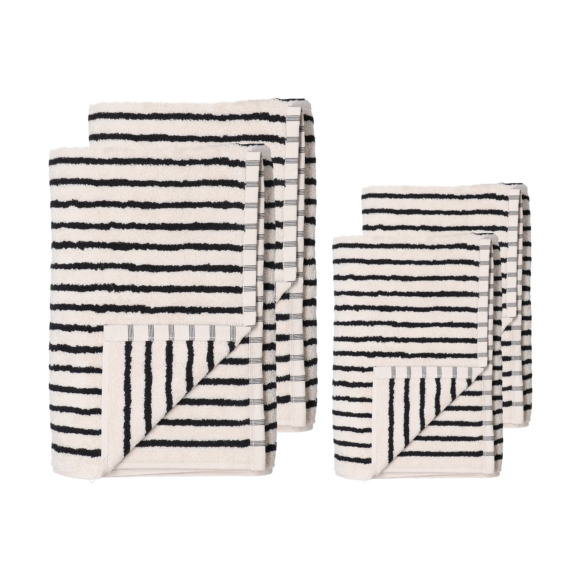Drift towel set 4 pieces - White-black,  Scandi Living