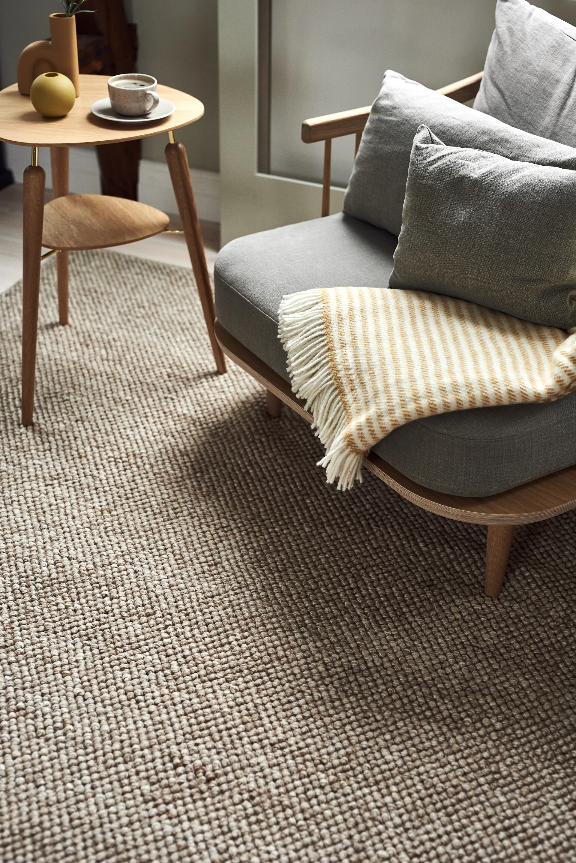 Flock wool carpet beige, 170x240 cm Scandi Living